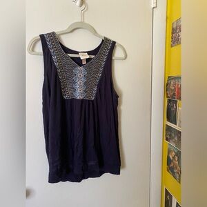 Knox Rose Embroidered Baby Doll Tank Top Sleeveless Blouse